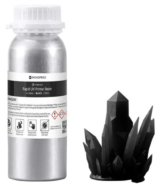 Monoprice Rapid UV 3D Printer Resin 250ml - Black | Compatible With All UV Resin Printers DLP, Laser, or LCD