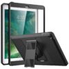 MoKo Case Fit 2018/2017 iPad 9.7 6th/5th Generation - [Heavy Duty] Shockproof Full Body Rugged Hybrid Cover with Built-in Screen Protector Compatible with Apple iPad 9.7 Inch 2018/2017, Black
