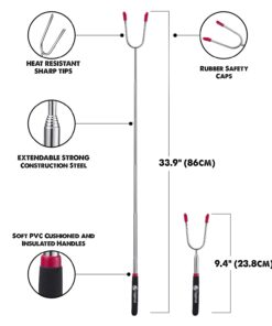 Tapirus Marshmallow Roasting Sticks | Set of 4 Extra Long Retractable Campfire Sticks | Protect Kids with Insulated Handles | Extendable Smore & Hot Dog Skewers | Heavy Duty Metal Camping Accessory 38 61KCulE2K0S