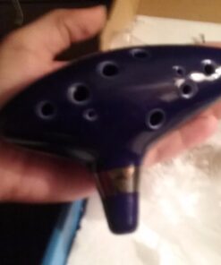 TOTMC Legend of Zelda Ocarina of Time Triforce Link 12 Hole Alto C Mediant Tone Ocarina Zelda Cosplay Ceramic Replica + Textbook Blue,Gold,Silver 37 61KFG945UL