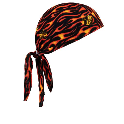 Ergodyne Chill-Its 6615 Absorptive Moisture-Wicking Dew Rag, Flames, One Size