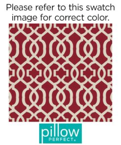 Pillow Perfect Trellis Indoor/Outdoor 1 Piece Split Back Round Corner Chair Seat Cushion with Ties, Deep Seat, Weather, and Fade Resistant, 40.5" x 21", Red/Ivory New Geo, 1 Count 40.5" x 21" 10 61KGLDMAEKL