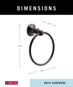 Delta 76446-RB Ashlyn Wall Mount Round Closed Towel Ring Bath Hardware Accessory in Spotshield Venetian Bronze 15 61KLEd7HrL