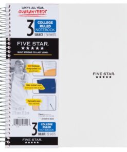 Five Star 06210 Wirebound 3-Subject Notebook, College Rule, 11 x 8 1/2, 150 Sheets, Assorted Assorted Colors 26 61KMMpsc4wL