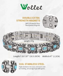 Wollet Jewelry Antique Style Blue Turquoise Magnetic Bracelets for Women 19 61KRs50gMDL
