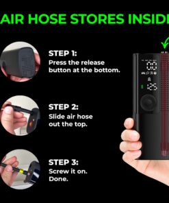 Airmoto Tire Inflator Portable Air Compressor/Pump for Car Tires w/Digital Tire Pressure Gauge - Air Compressor (120 PSI) - Motorcycle, Electric Bike Pump and Bicycle Pump w/LED Light 30 61KRsCat3PL