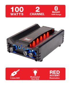 Dual Electronics DBTMA100 Black Micro 2 Channel Class-D Amplifier | 3.5 mm AUX Input | Stereo RCA Outputs | 100 Watts Peak Power | Up to 100ft of Wireless Bluetooth Range Bluetooth Amplifier 26 61KSDv59OoL