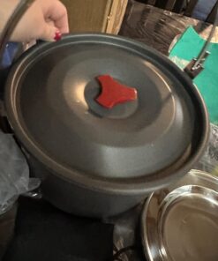 Odoland 22pcs Camping Cookware Mess Kit, Large Size Hanging Pot Pan Kettle with Base Cook Set for 4, Cups Dishes Forks Spoons Kit for Outdoor Camping Hiking Picnic 37 61KTfQu7OCL