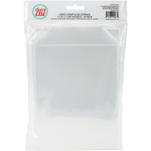 Avery Elle SS-5001 Stamp & Die Storage Pockets 50/Pkg Large 5 ½” x 7 3/8" , white/clear , Single Pack