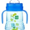 MAM Plastic Trainer Cup (1 Count), Trainer Drinking Cup with Extra-Soft Spout, Spill-Free Nipple, and Non-Slip Handles, for Boys 4+ Months, Eight Ounces, Designs May Vary Blue