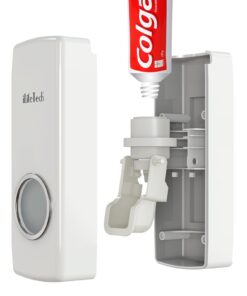 iLifeTech Hands Free Toothpaste Dispenser, Bathroom Toothbrush Holder, Automatic Toothpaste Squeezer and Holder Set (5 Brush Holder), White 23 61KXwVuABEL