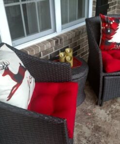 Pillow Perfect Outdoor/Indoor Pompeii Tufted Seat Cushions (Round Back), 19" x 19", Red, 2 Pack Round Corner - 19" x 19" Pillow 45 61KZgTit8vL