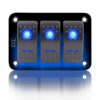 FXC Rocker Switch Aluminum Panel 3 Gang Toggle Switches Dash 5 Pin ON/Off 2 LED Backlit for Boat Car Marine Blue 22 61KZjMRHjFL