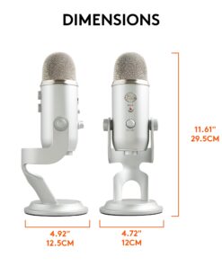 Logitech for Creators Blue Yeti USB Microphone for Gaming, Streaming, Podcasting, Twitch, YouTube, Discord, Recording for PC and Mac, 4 Polar Patterns, Studio Quality Sound, Plug & Play-Silver 32 61KZymdJyvL