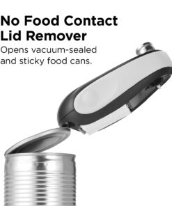Kitchen Mama One-To-Go Electric Can Opener: Open Cans with One Press- Auto Detect Any Can Shapes, Auto-Stop As Task Completes, Smotth Edge, Handy with Lid Lift, Battery Operated Can Opener (White) White with Black 11 61Ka52qGLL