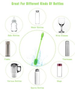 Silicone Bottle Cleaning Brush with Long Handle, 12.5" Water Bottle Cleaner for Baby Bottles, Hydro Flask, Sports Bottle, Vase, Glassware, Perfect for Smaller Diameter Bottle Openings (One Pack) Green 14 61KcPkEsvOL