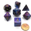 Chessex Manufacturing Cube Gemini Set of 7 Dice - Blue & Purple with Gold Numbering CHX-26428 43 61KcnaM3AHL