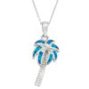 Beaux Bijoux Sterling Silver Created Blue Opal Palm Tree Pendant with 18" Chain 13 61Kd1pmwcBL