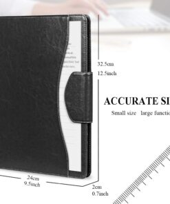 Skycase Padfolio Portfolio Case,Leather Portfolio Folder,Resume/Conference/Legal Document Executive Organizer with Letter/A4 Size Clipboard,Business Card Holder,Padfolio Portfolio for Women/Men,Black Black 23 61KhjliQJxL