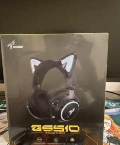 EASARS Wireless Cat Ear Headphones, Black Gaming Headset Bluetooth 5.0 for Smartphone, Retractable Mic, 50mm Drivers, RGB Lighting Headset with Mic (USB Dongle Not Included) 16 61KjMAyKdHL