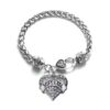 Inspired Silver - Silver Pave Heart Charm Bracelet with Cubic Zirconia Jewelry Softball 12 61KkWeWKvUL
