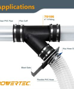 Alternative view of POWERTEC 70106 4-Inch Y-Fitting Dust Collection Hose Connector , Black 4 Inch 4" Hose Connector