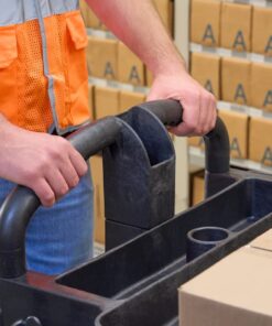 Rubbermaid Commercial Products 2-Shelf Utility/Service Cart, Medium, Lipped Shelves, Ergonomic Handle, 500 Lbs Capacity, for Warehouse/Garage/Cleaning/Manufacturing (FG452088BlA) Black 48 61KlpZc6OKL