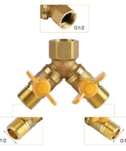 Alternative view of Mumusuki Brass Garden Hose Splitter 2 Way,G1/2 Brass Garden Irrigation with 2 Valves Double Tap Hose Adapter Dual Faucet Connector (1 Pack)