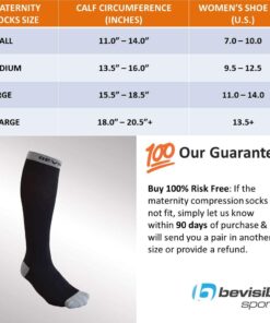 BeVisible Sports Maternity Compression Socks - Pregnancy Stockings & Leggings Knee High Open Toe Black Closed Toe 2 Pack Small 6 61KrNgHsYL