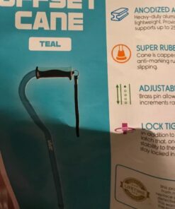 Vive Walking Cane - Ergonomic Offset Patented Hand Grip - Lightweight Adjustable Walking Aid for Men, Women, Elderly - Non-Slip Tip, Sturdy Mobility Aid for Seniors, Supports Up to 250lbs (Purple) Teal 32 61Krn4Ubm9L