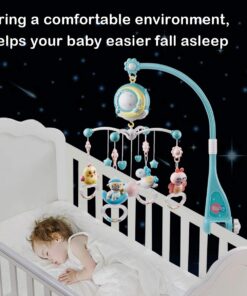 Mini Tudou Baby Musical Mobile Crib with Music and Lights, Timing Function, Projection, Take-Along Rattle and Music Box for Babies Boy Girl Toddler Sleep Blue 24 61Ks8RJONgL
