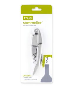 True Sommelier Waiter's Corkscrew - Professional Wine Bottle Opener, Wine Accessories, Gift for Wine Lovers, Stainless Steel - Set of 1, Silver 19 61Kvqo0VLQL