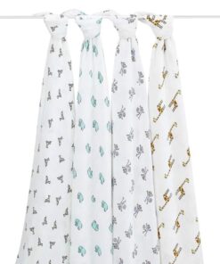 aden + anais Swaddle Blanket, Boutique Muslin Blankets for Girls & Boys, Baby Receiving Swaddles, Ideal Newborn & Infant Swaddling Set, Perfect Shower Gifts, 4 Pack, Jungle Jam 22 61Kw0xsffPL