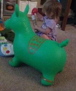 AppleRound Horse Bouncer with Hand Pump, Inflatable Space Hopper, Ride-on Bouncy Animal (Green) Green 27 61Kx7IjO9jL