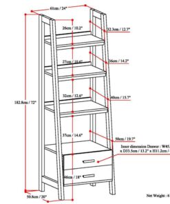 Alternative view of SIMPLIHOME Sawhorse SOLID WOOD 24 Inch Modern Industrial Ladder Shelf with Storage in Medium Saddle Brown, For the Living Room, Study Room and Office