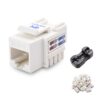 Cable Matters UL Listed 25-Pack RJ45 Keystone Jack, Cat6 Keystone Jacks in White and Keystone Punch-Down Stand 19 61L14UGF1OL