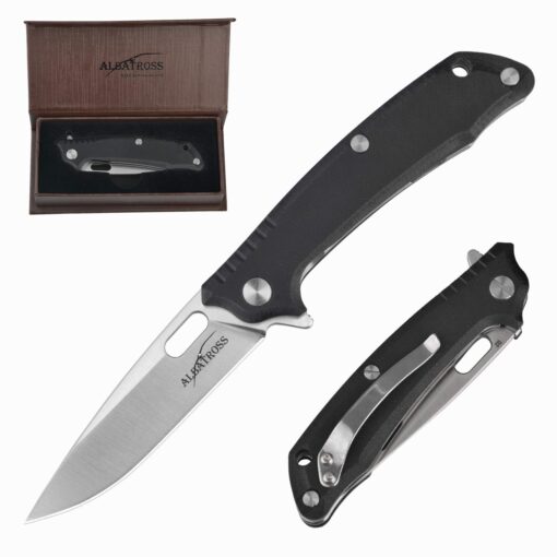 ALBATROSS FK005 EDC Pocket Folding Knife With Liner Lock,D2 Tool Steel Blade, G10 Handle-4 Inch Closed,Gifts/Collections