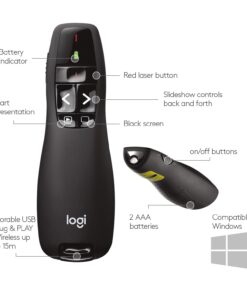 Logitech Wireless Presenter R400, Wireless Presentation Remote Clicker with Laser Pointer Red Laser 5 buttons 22 61L2WYjAbEL