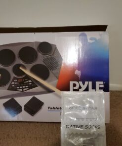Pyle Pro Electronic Drum kit - Portable Electric Tabletop Drum Set Machine with Digital Panel, 7 Drum Pad, Hi-Hat / Kick Bass Pedal Controller USB AUX -Tom Toms, Hi-Hat, Snare Drums, Cymbals - PTED06 24 61L3GEWV4lL