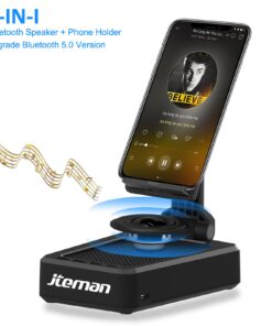Alternative view of Cell Phone Stand with Wireless Bluetooth Speaker and Anti-Slip Base HD Surround Sound Perfect for Home and Outdoors with Bluetooth Speaker for Desk Compatible with iPhone/ipad/Samsung Galaxy Black