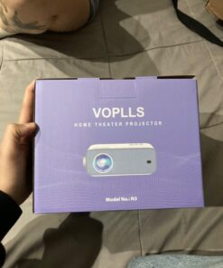 Mini Projector, VOPLLS 1080P Full HD Supported Video Projector, Portable Outdoor Home Theater Movie Projector, 50% Zoom, Compatible with HDMI, USB, AV, Smartphone/Tablet/Laptop/PC/TV Box A-Mini projector 32 61L4PT8adBL