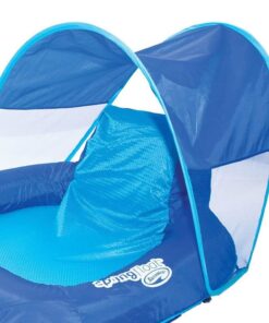 SwimWays Spring Float Recliner with Removable Canopy - Swim Lounger for Pool or Lake, Blue Dark Blue / Light Blue 26 61L4YGNZzCL