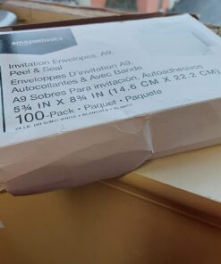 Amazon Basics A9 Blank Invitation Envelopes with Peel & Seal Closure, 5-3/4 x 8-3/4 Inches, White - Pack of 100 37 61L6LiD9rOL