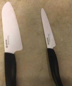 Kyocera Advanced Ceramics – Revolution Series 3-Piece Ceramic Knife Set: Includes 6-inch Chef's Knife; 5-inch Micro Serrated Knife; and 3-inch Paring Knife; Black Handles with White Blades 27 61L6QU0m1L