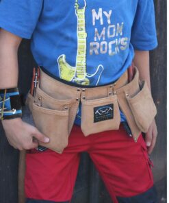 Real Leather Kids Tool Belt for Kids Woodworking Children Carpentry Carpenter Tool Apron for Boys and Girls Young Builders Gift Fits Waist Size 21 to 28 inches 14 61L7vR4Z6hL