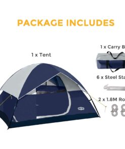 Pacific Pass 2/4/6 Person Family Dome Tent with Removable Rain Fly, Easy Setup for Camp Outdoor Navy Blue 4 Person 28 61L98aV34aL