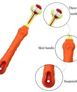 Alternative view of Orgrimmar 2 Pcs Three Sided Pet Toothbrush Dog Brush Addition Bad Breath Tartar Teeth Care Dog Cat Cleaning Mouth