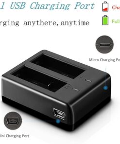 Alternative view of VVHOOY Action Camera Battery Pack 2 Pcs 3.7V 900mAh Rechargeable Li-ion Batteries with USB Charger, Compatible with SJCAM SJ4000 SJ5000/Victure AC700 AC900/AKASO EK7000/Brave 4/APEMAN 900mah*2 battery (style 1)