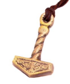 Norse Tradesman Thor's Hammer Necklace - Solid Brass Mjolnir Pendant with Adjustable Genuine Leather Cord 26 61LH4jSUZwL