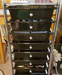 Seville Classics Rolling Utility Organizer Storage Cart, for Home Office, School, Classroom, Scrapbook, Hobby, Craft, 10 Drawer, Black 51 61LK79fGGoL